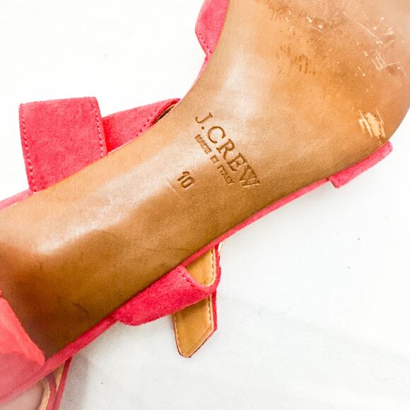 J. Crew Pink Peep Toe Sandal Criss Cross Cone Heel Size 10 - Picture 4 of 7